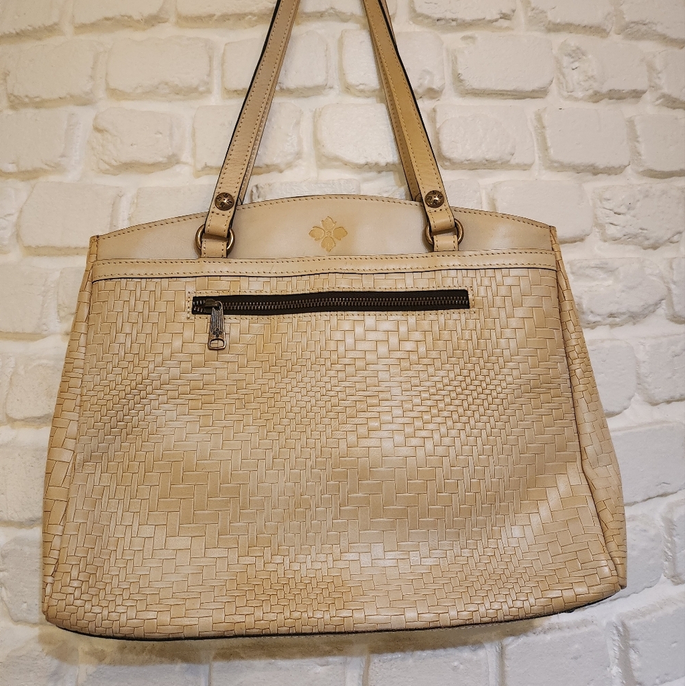 Patricia  Nask Rattan Colored Leather Basketweave Poppy Tote NWOT